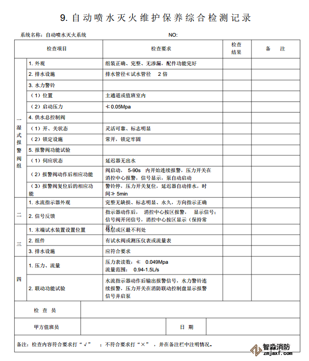 消防器材維保報告表格09